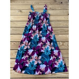 NWT Golden Butterfly Floral Sleeveless Sundress Large Smocked Bodice Multicolor